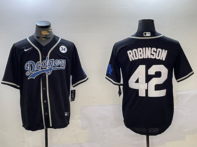 Men Los Angeles Dodgers #42 Robinson Black Game 2024 Nike MLB Jersey style 11201